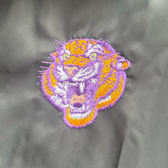Vintage Locker Line LSU Tigers Embroidered Snap Down Black L Windbreaker Jacket - Picture 4 of 8